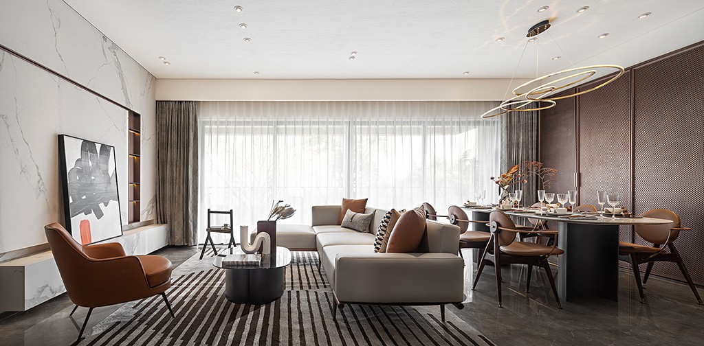 现代轻奢风格家装设计室内装修效果图-客餐厅 现代轻奢风格家装设计室内装修效果图-客餐厅