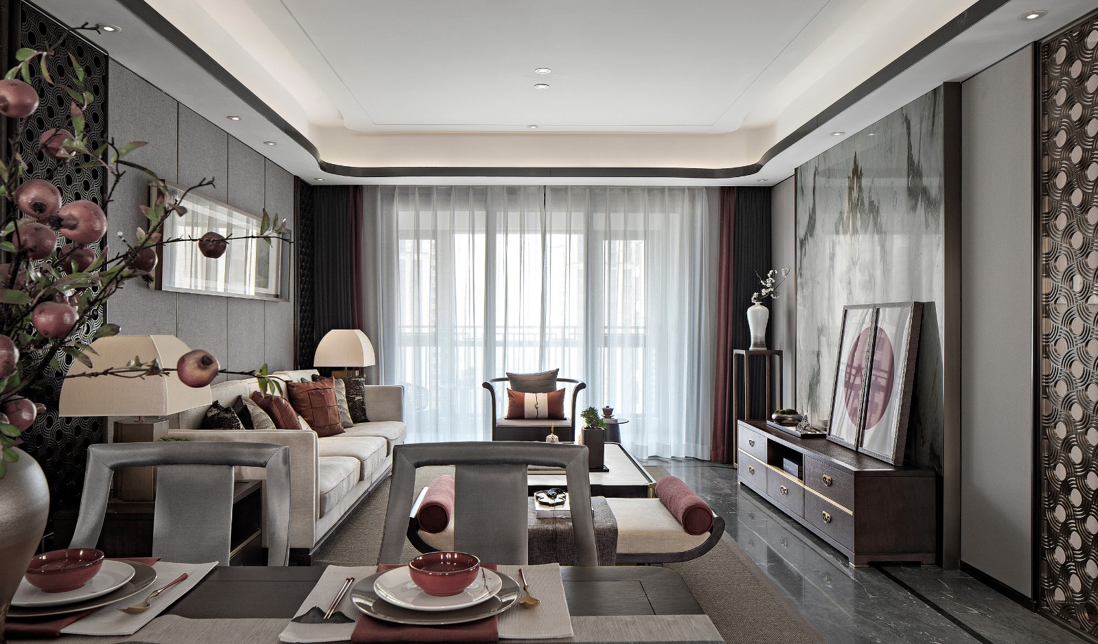 新中式风格家装设计室内装修效果图-客厅 新中式风格家装设计室内装修效果图-客厅