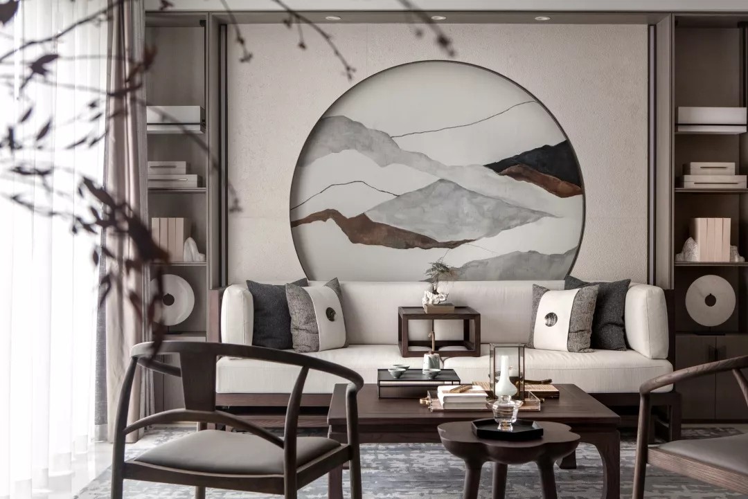 新中式风格家装设计室内装修效果图-客厅背景墙 新中式风格家装设计室内装修效果图-客厅背景墙