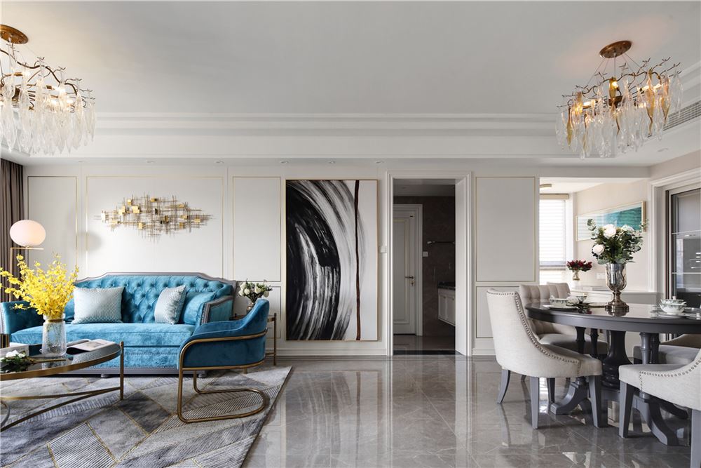 昭通市公务员小区轻奢风格四居室装修案例