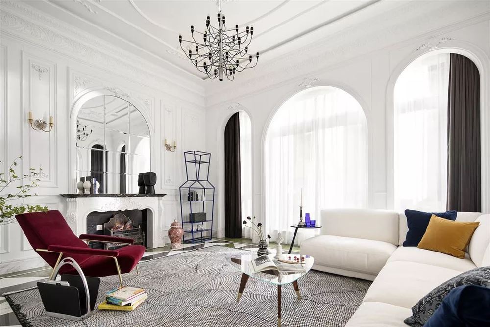 紫茵庭园132平米三居-法式风格家装设计室内装修效果图